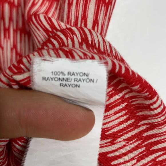 LUCKY BRAND Printed Tank Top Split Back Racerback Geometric-Pattern Red White XS - Picture 6 of 7